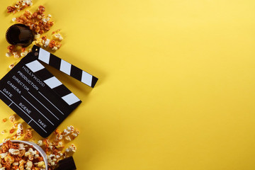 movie, cinema video concept. movie clapper board with copy space.