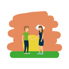 Women in park vector design