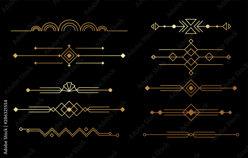 Wall mural beautiful collection of modern art deco dividers vector