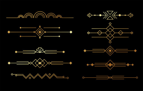 Beautiful collection of modern art deco dividers vector