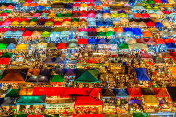 Train Night Market Ratchada, Bangkok Thailand. The famous Bangkok night Market. Coulour full...