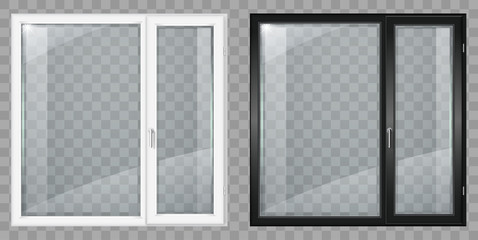 Modern white and black plastic wide window