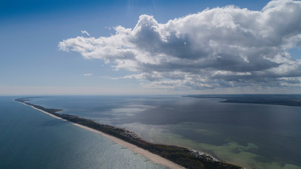 Aerial view of the Hel Peninsula, a charming place on the Baltic Sea, Poland