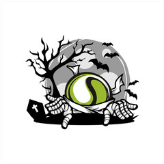 Tennis Halloween Moon Theme Vector