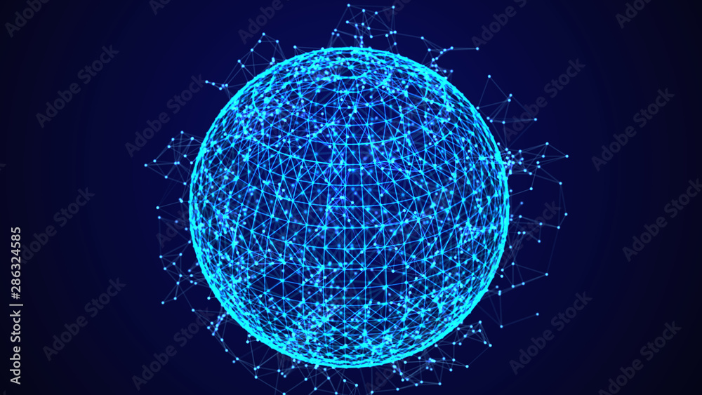 Leinwandbilder Global network connection. World map points and lines composition. 3D rendering.