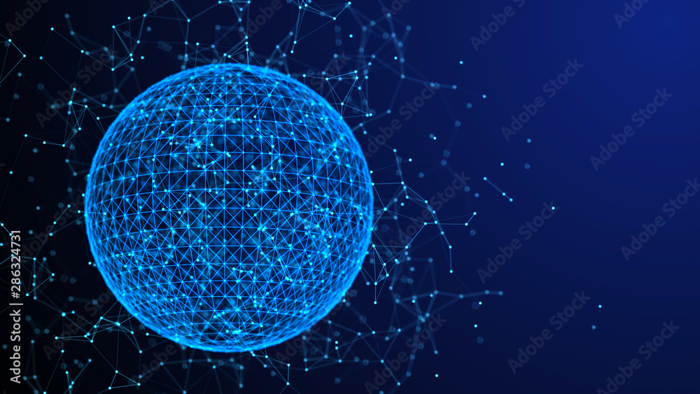 Leinwandbilder Global network connection. World map points and lines composition. 3D rendering.