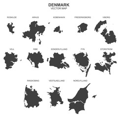 Fototapeta na wymiar vector map of Denmark on white background