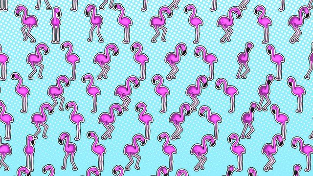 Seamless animation of a funny dancing flamingos .  Funny summer background cartoon hand drawn style psychedelic backdrop