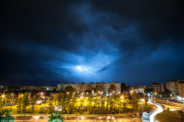 Fototapeta na wymiar city thunderstorm lights