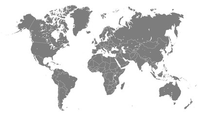 Obraz premium polityczna mapa świata na białym tle