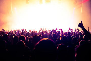 Obraz na płótnie Canvas crowd of people dancing at rock concert