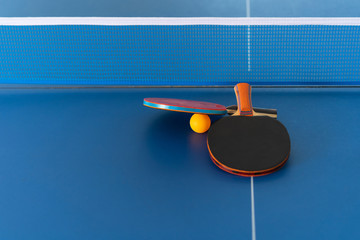 Table tennis racket and ball, Indoor sport activity