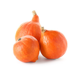 Fresh pumpkins on white background