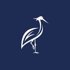 simple flat flamingo line art vector logo design