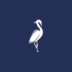 simple flat flamingo line art vector logo design