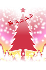 ベクターイラスト クリスマスカード クリスマスツリー もみの木 楽しいパーティー 飾り 無料素材 赤 Wall Mural Tomo00