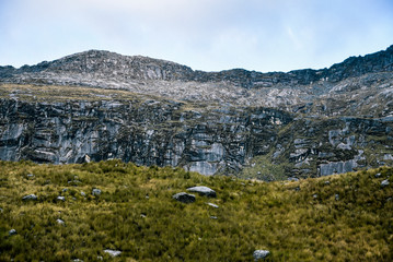 Fototapeta premium Mountain Landscapes on Santa Cruz Trek in Huscaran National Park in the Cordillera Blanca in Northern Peru 
