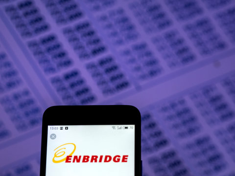 Kiev, Ukraine, December 5, 2018, illustrative editorial.  Enbridge Natural gas distribution company logo seen displayed on smart phone.