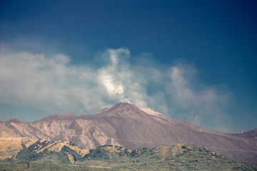 The Etna volcano during an eruptive phase, in Sicily, Italy.