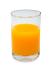 Glass of fresh orange juice isolated on white background.