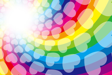 Obraz premium ベクターイラスト背景素材,レインボーカラー,ハートパターン,エンターテインメントショービジネス,渦巻