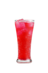 red soda cool drink in glass isolated on white background