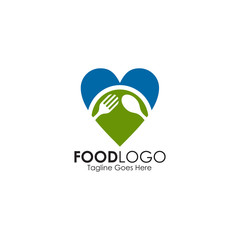 Food logo design with using spoon and fork icon illustration