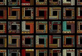 Gordijnen Abstracte etnische frames, naadloos patroon voor uw ontwerp © Kudryashka