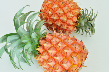 pineapples on white background