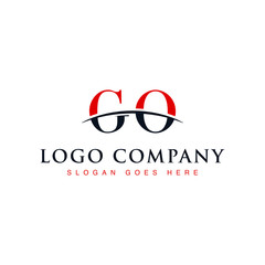 Initial letter GO, overlapping movement swoosh horizon logo company design inspiration in red and dark blue color vector