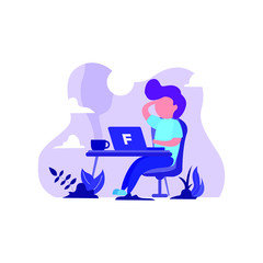 Gift, reward and success for business office holiday concept. Vector flat person illustration. Team of employee people joy. Big box with gold ribbon on background. Design for banner, infographic.