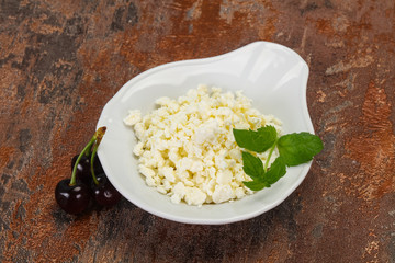Fresh tasty curd in the bowl