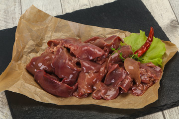 Raw chicken liver ready for cooking