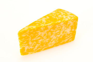 Marble cheese  triangle over wooden