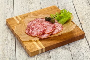 Spanish Salchichon sausage with salad