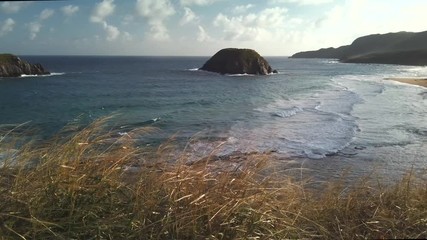 Fernando de Noronha Island, a UNESCO World Heritage site, Pernambuco, Brazil - July, 2019 - Beautiful Colorful 4k footage at Lion Beach.