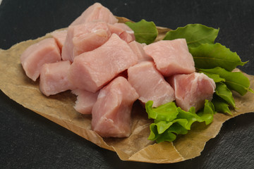 Raw fresh pork meat cube