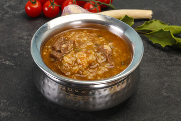 Caucasian Kharcho soup with beef meat