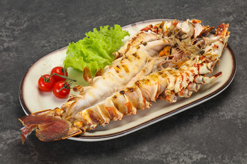 Grilled crayfish in the plate