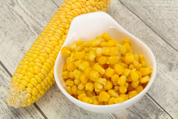 Young corn seeds in the bowl