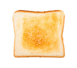 top view of slice of toasted bread isolated