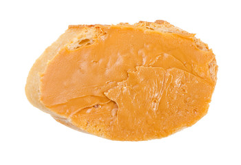 open sandwich with fresh bread and peanut butter