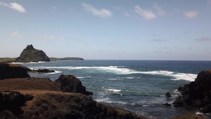 Fernando de Noronha Island, Mirante Buraco da Raquel beach, a UNESCO World Heritage site, Pernambuco, Brazil - July, 2019 - Beautiful Tropical 4k footage of the beach.