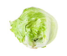 crisphead of iceberg lettuce isolated on white