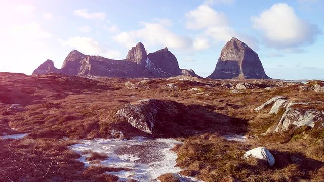 Scandinavian Winter Landscape With Rocks In Clear Weather