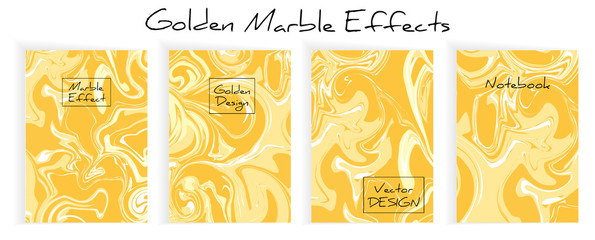 Marble liquid art background with golden effect and textured vector set illustrations.