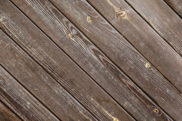 Natural wood texture. Brown old planks for background. Diagonal arrangement.