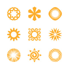 Sun and solar energy vector logo design graphics and icons