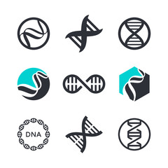 Vector DNA signs, biotech icons, modern medicine and science technologies - logo design elements