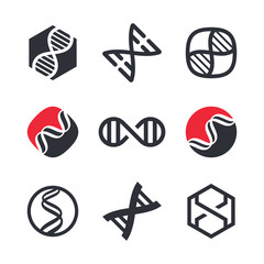 Vector DNA signs, biotech icons, modern medicine and science technologies - logo design elements